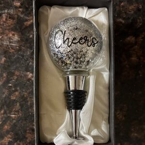 ROBERT STANDLEY DECORATIVE WINE BOTTLE STOPPER "CHEERS" NEW 4.5"